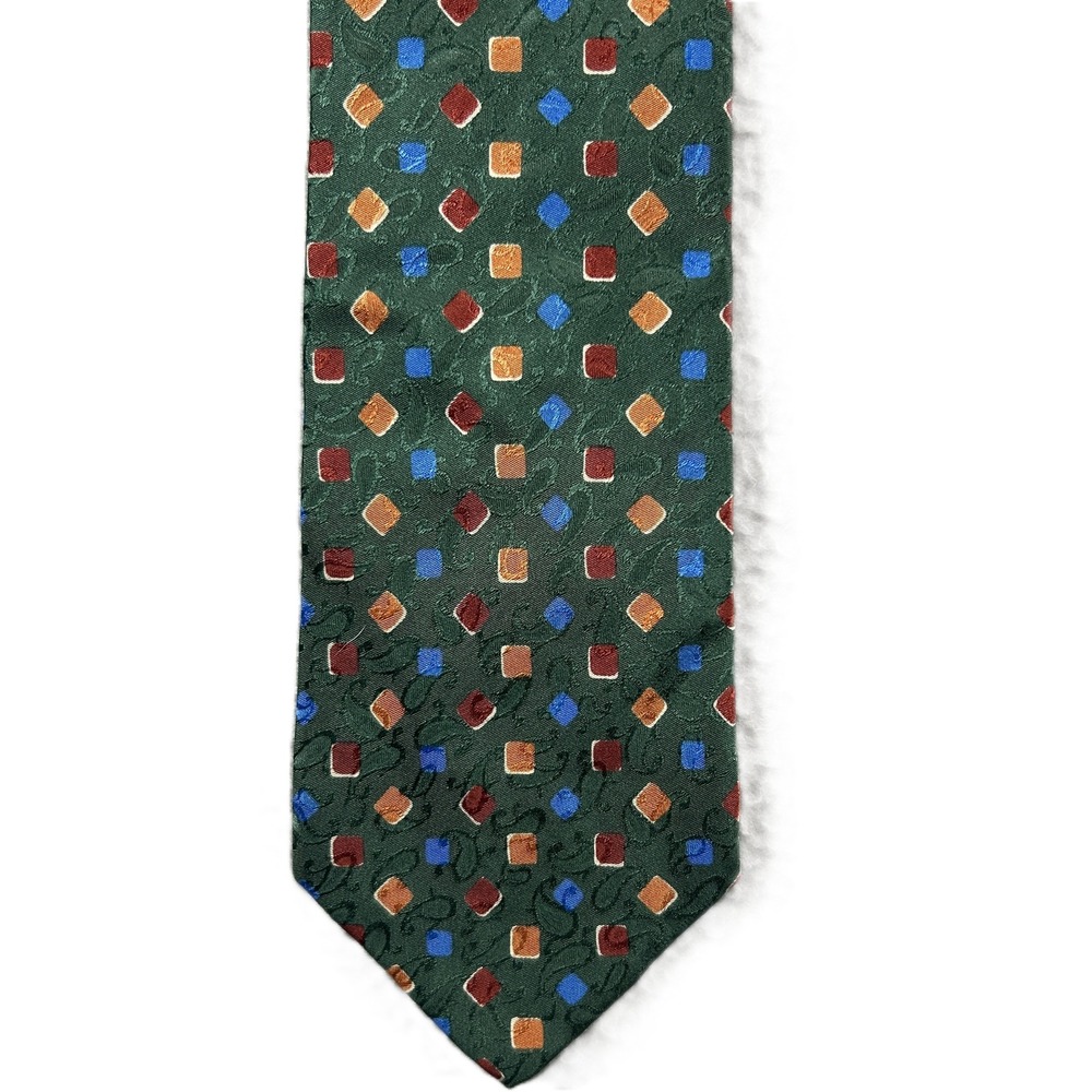 Givenchy Necktie Mens Green Geometric Square Silk Italy Designer